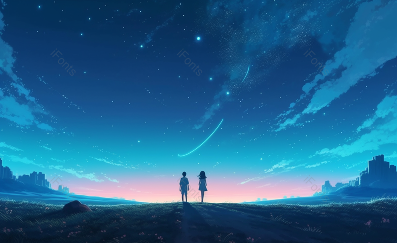 流星许愿情侣星空情人节插画背景图,插画/手绘图,插画/手绘图库,插画/手绘图下载,插画/手绘